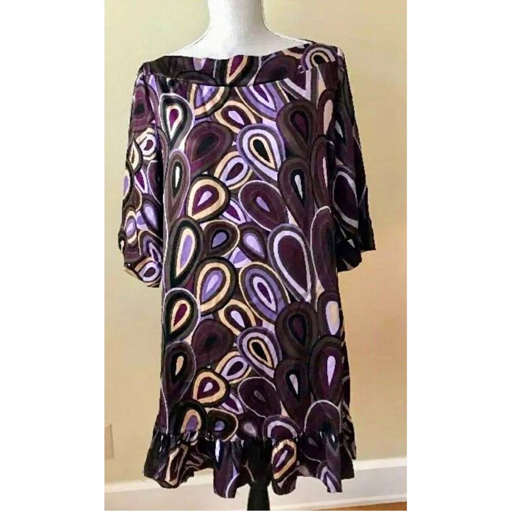 New 💜 $180 Anthropologie WESTON WEAR 100% Silk Mod Tunic Dress 👗 Size L Large